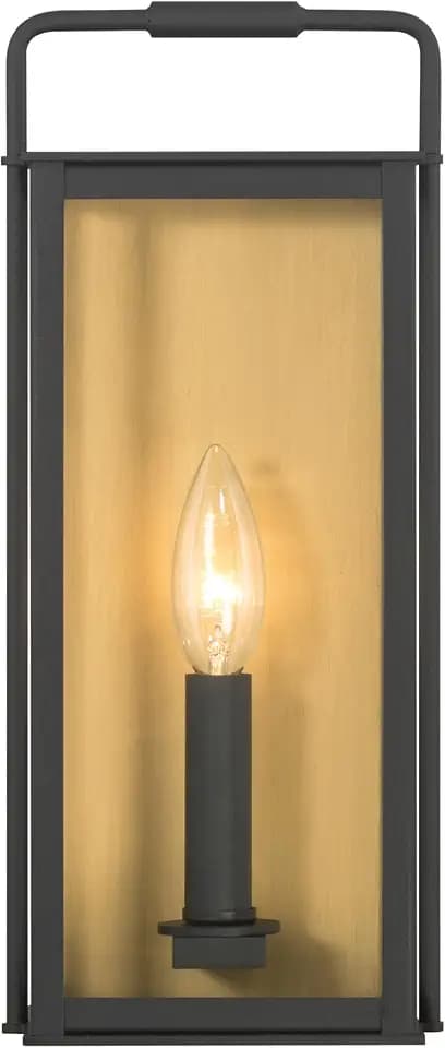 The Great Outdoors 78501-877 Aberdeen 13.25" High 1-Light Outdoor Wall Sconce - Sand Coal Black and Painted Legacy Brass with Clear Glass
