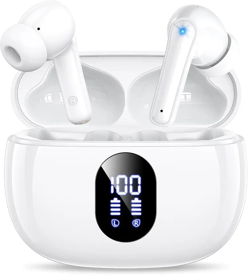 ZZU 2026 Bluetooth Kopfhörer Kabellos Bluetooth 5.4, in Ear Kopfhörer Bluetooth mit 4 ENC Mikrofon, LED Anzeige & 48 Std Spielzeit, HiFi Tiefer Bass, IPX7 Wasserdicht Wireless Earbuds