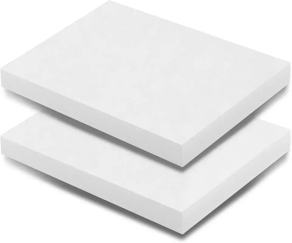 Polyurethane Cuttable Foam Sheet Inserts, 2 Pack 16 x 12 x 1 Inch Shock Absorbing Packing Padding, Customizable Foam Sheets for Toolbox, Camera Equipment, Crafts, Storage and Transport (White)