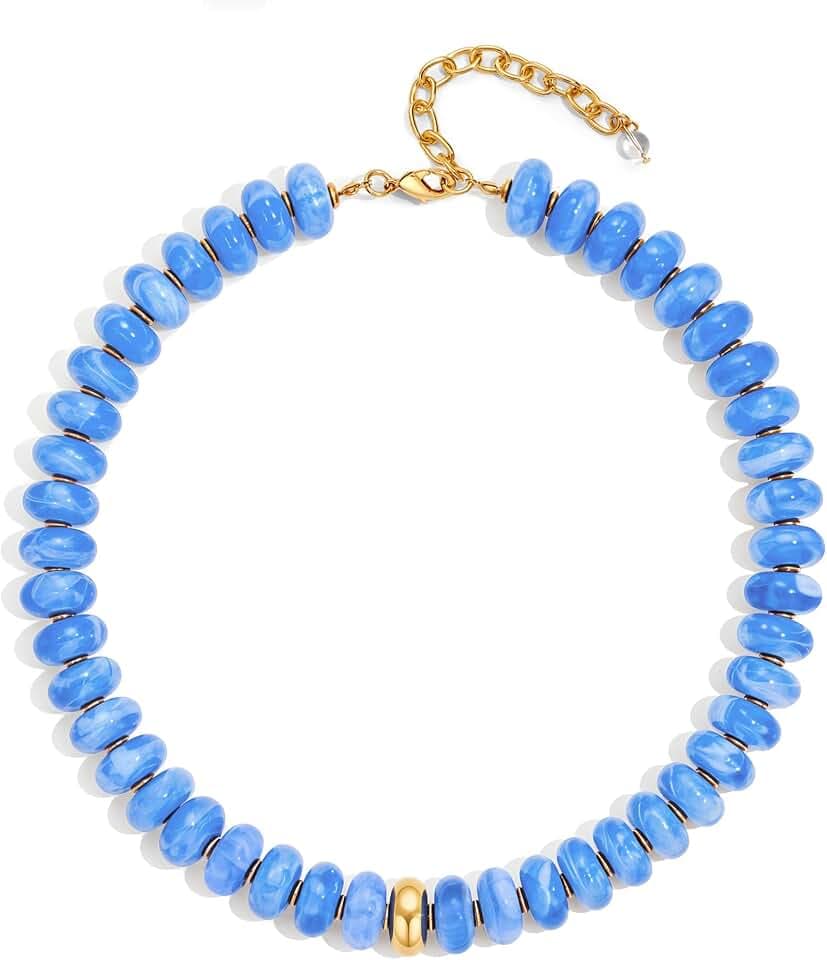 WOWORAMA Colorful Chunky Necklaces for Women 20MM Large Oversized Resin Beaded Necklace Bold Statement Chunky Choker Necklace Boho Summer Jewelry