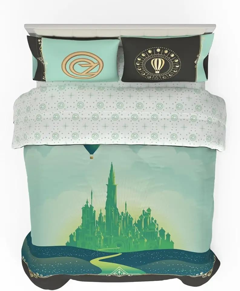 Collectibles Wicked Elphaba and Glinda Bedding 5 Piece Super Soft Reversible Comforter and Sheet Set, Queen, (Officially Licensed Product) By Franco