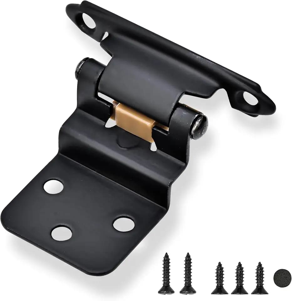 50 Pack 25 Pairs 3/8" Inset Cabinet Door Hinges - Matte Black Offset Self Closing