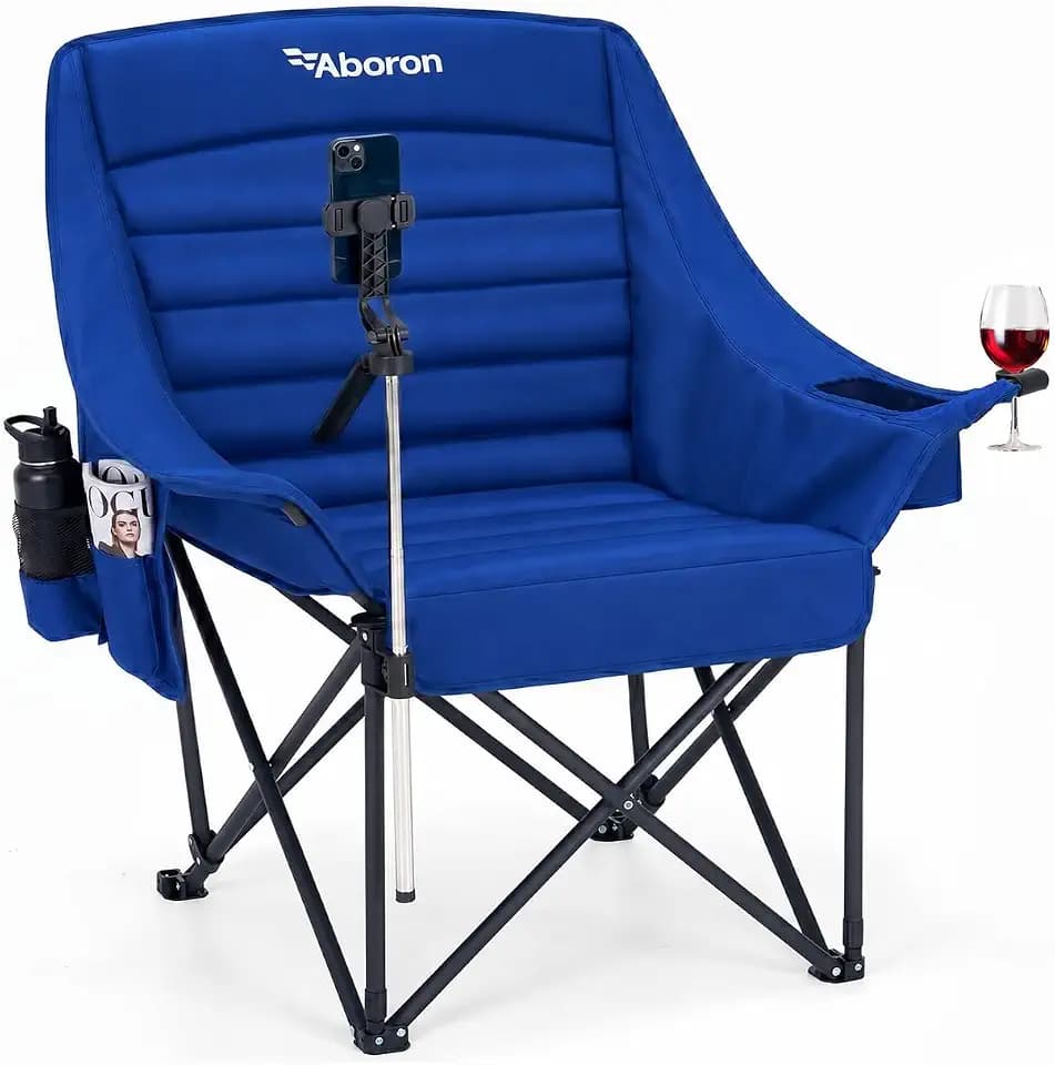 Oversized Camping Chair for Adults, Folding Chair Supports Up to 600 lbs