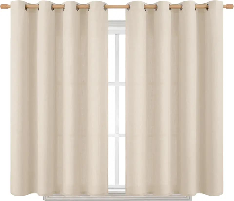 BGment Short Light Beige Curtains for Bedroom, 54 Inches Long 2 Panels