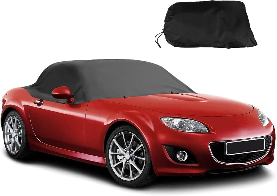 Halbgarage für Mazda MX-5 MK1 NA MK2 NB MK2.5 1989-2023, 300D Oxford wasserdichte Autoabdeckung UV-Schutz Staubdichte Abdeckung vor Sonne EIS Frost Schnee für MK1 NA MK2 NB MK2.5