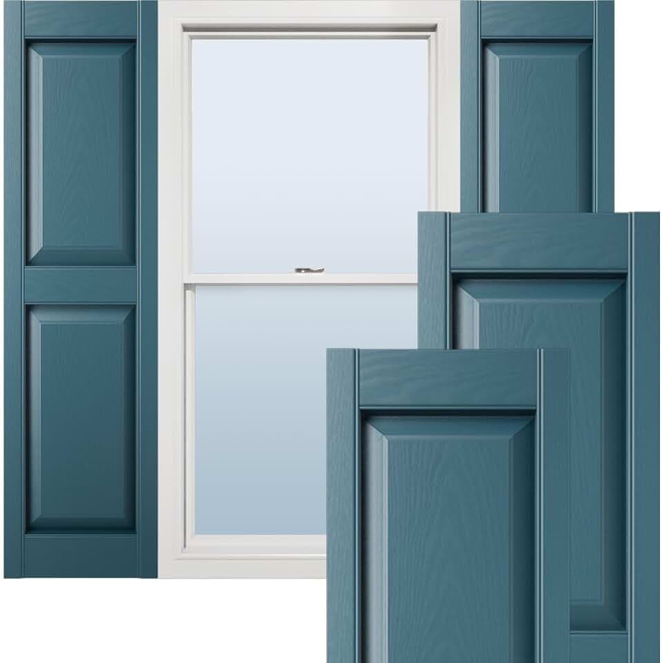 Ekena Millwork Lifetime Vinyl LP2S14X06700MB Standard Two Equal Panel Vinyls, Raised Panel Vinyl Shutters, w/Installation Shutter-Lok's & Matching Screws (Per Pair), 14 3/4"W x 67"H, Midnight Blue