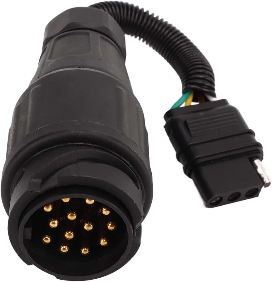 OUKENS Anhängerstecker-Adapter, EU 13-Wege Rund auf US 4-Wege-Flachtyp-Konverter-Konvertierungsstecker Für Wohnmobil-Anhänger