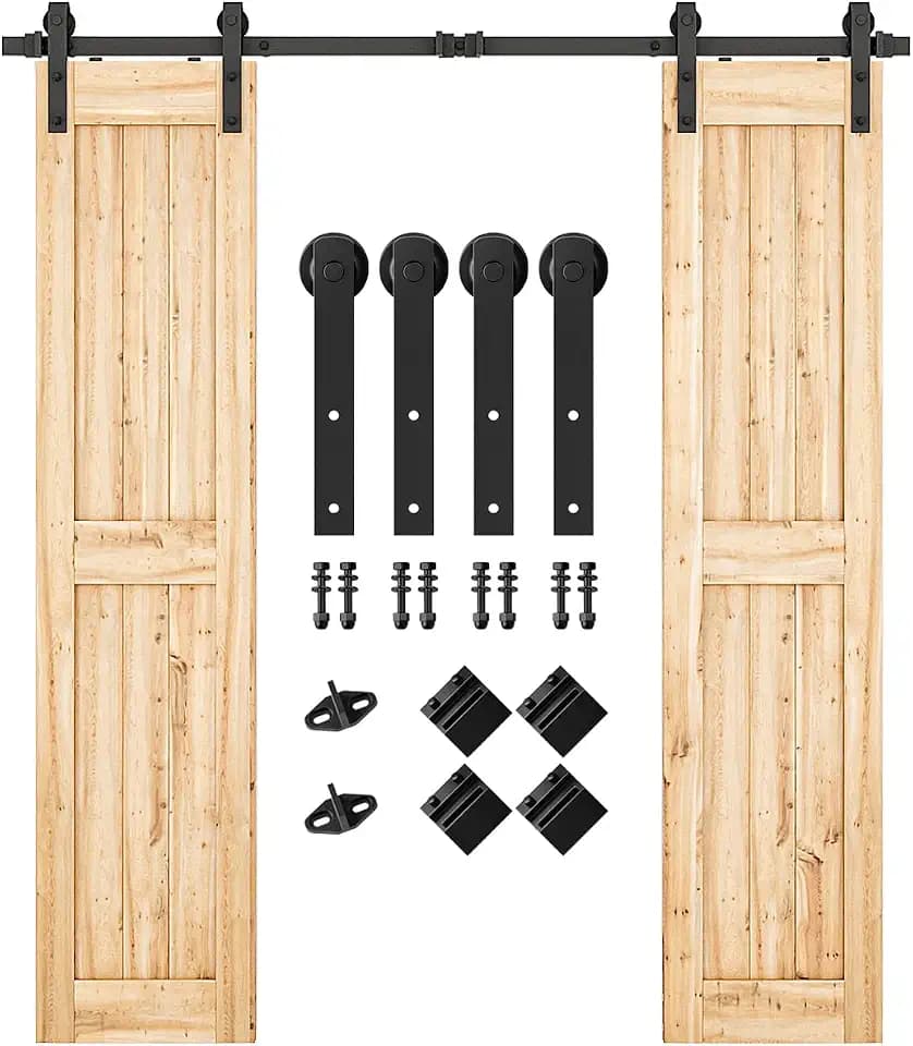 SMARTSTANDARD 6.6 FT Double Barn Door Hardware Kit, Fit 20" W Door Panel