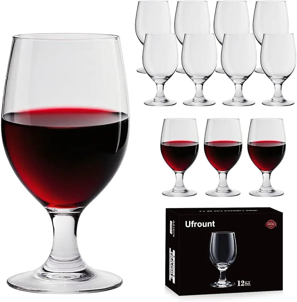 13 OZ Red&White Wine Glasses,Clear Water Goblets Set of 12