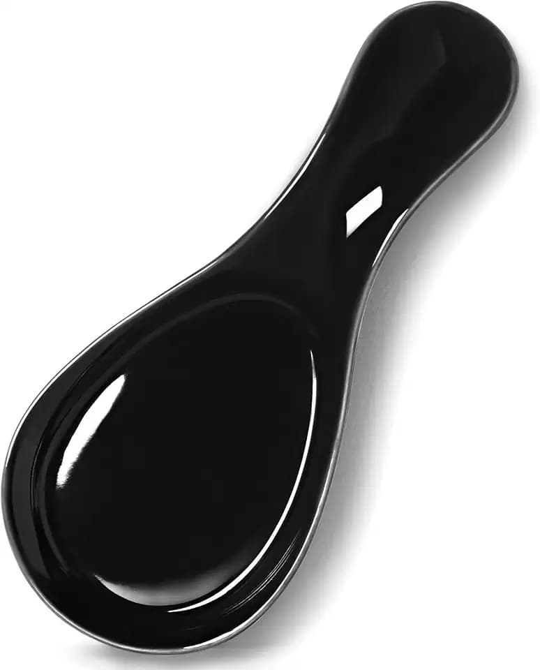 GDCZ Large Porcelain Spoon Rest for Kitchen Stove Top, Black