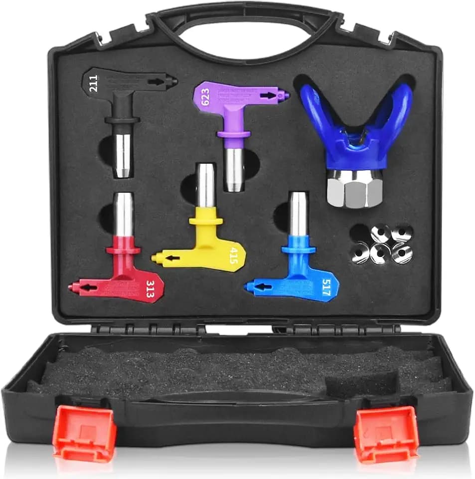6Pcs Reversible Spray Nozzle Tips,Airless Spray Tips,Airless Spray Gun Nozzle,Tip Guard and Airless Spray Tip Organizer. (211,313,415,517,623)