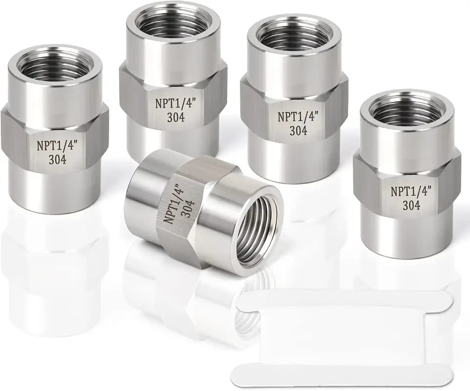 TAISHER 5PCS Forging of 304 SS Hex Coupling,1/4" NPT Female Pipe Fitting
