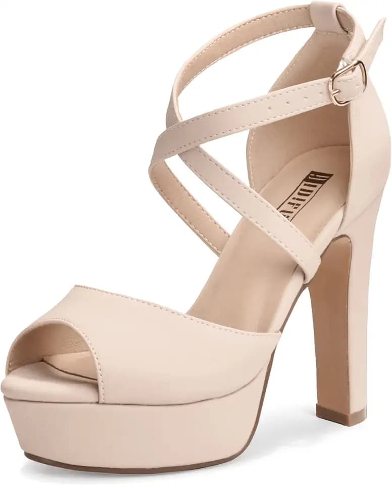 IDIFU Platform Block Chunky High Heels for Women Peep Toe Heeled Sandals