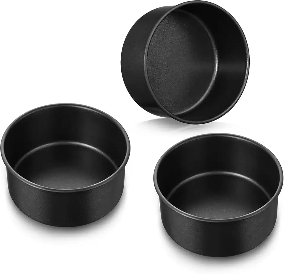 E-far 5 Inch Cake Pan, 3PCS Nonstick Stainless Steel Small Baking Cake Pans