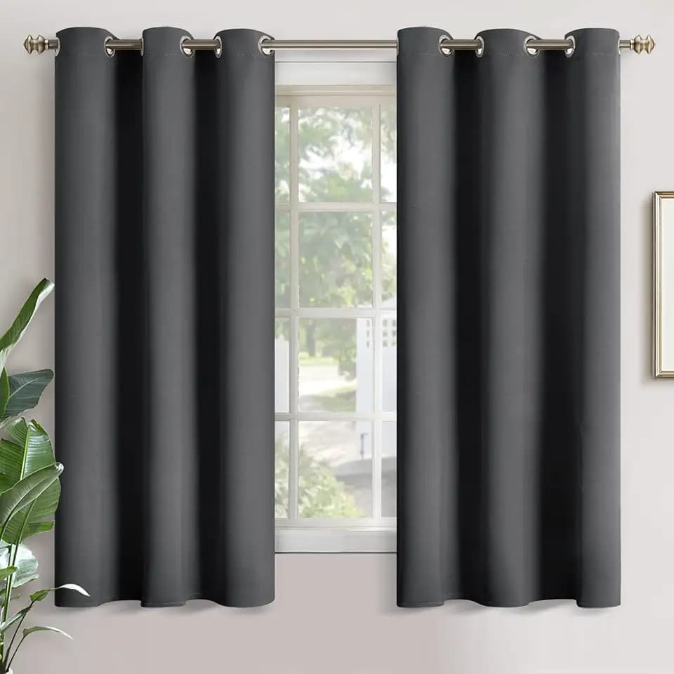YoungsTex Blackout Curtains 63 Inches Long, Room Darkening Bedroom Drapes