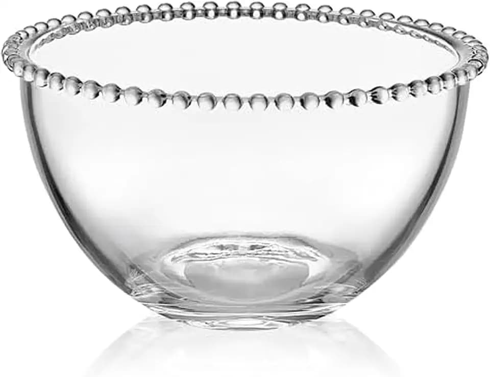 Fitz and Floyd Beaded Glass Fruit Serve Salad Bowl, 8.25 Inch