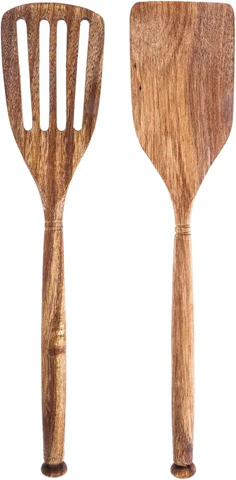 2pc Solid Acacia Wood Spatulas