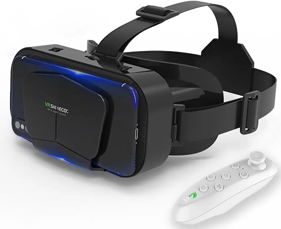 VR Brille Handy Virtual Reality mit Fernbedienung, 3D VR-Brille Erleben Sie Spiele und 360 Grad Filme in weicher & komfortabler Glasses für Phone Android 5~7 inc