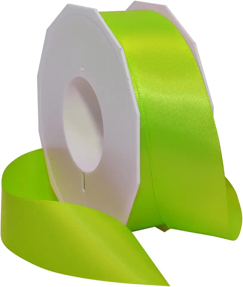 Morex Ribbon Neon Brights Satin, 1 1/2-inch by 50-Yard, Key Lime,Silk Ribbons for Gift Wrapping, Birthday Gifts, Satin Dress for Women, Crafts, Wedding