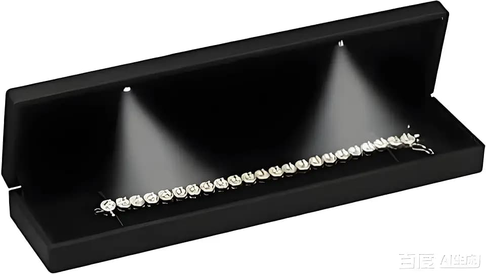 Black Bracelet Necklace Chain Jewelry Box with Three LED Lights