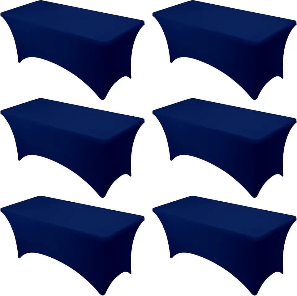 6-Pack Navy Blue Spandex Tablecloths for 6ft Rectangle Tables