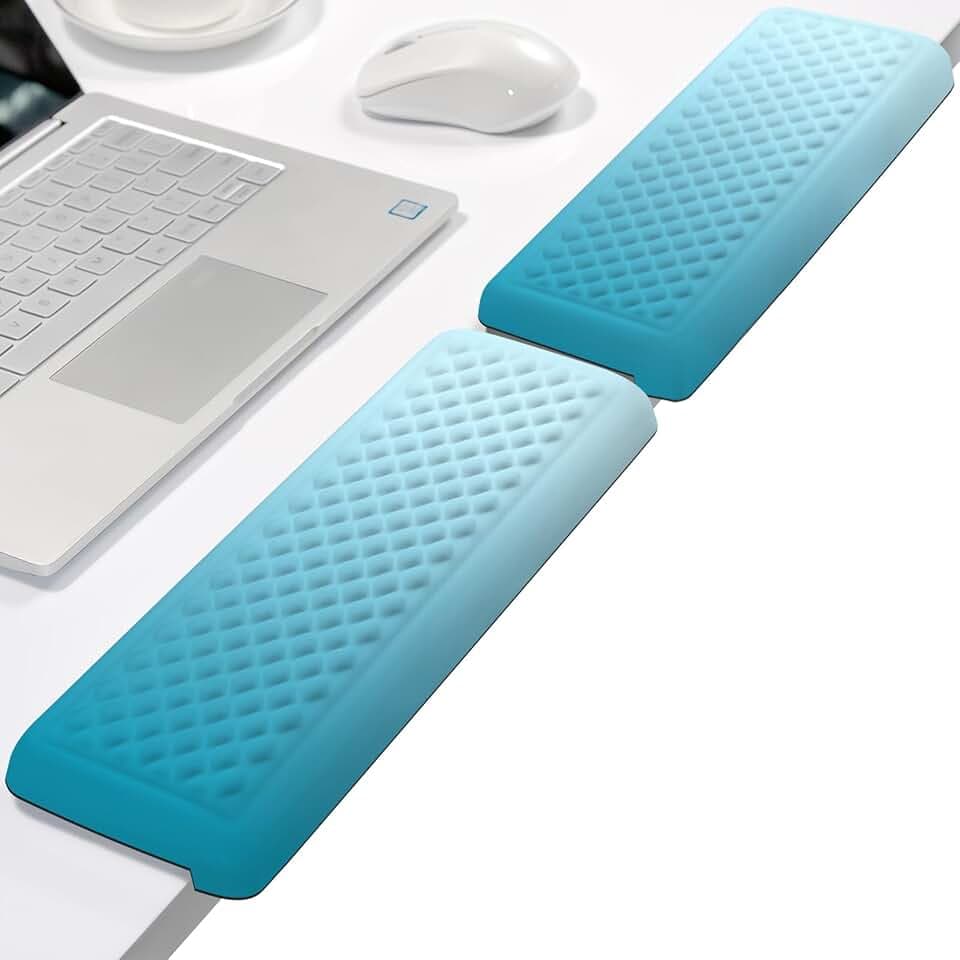 ITNRSIIET 2-Piece L Shaped Split-Design Desk Elbow Pad, Dual-Zone Support, Tri-Zone Relief for Elbow/Forearm/Wrist, Adaptive to All Desk Geometry, Non-Slip Laser-Engraved Base, Mint
