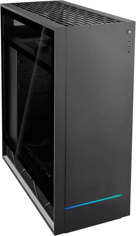 SilverStone Technology ALTA F1, schwarz, ATX-Tower mit Stapeleffekt-Design und Aluminiumhülle, Stahlgehäuse und gehärtetem Glas, SST-ALF1B-G