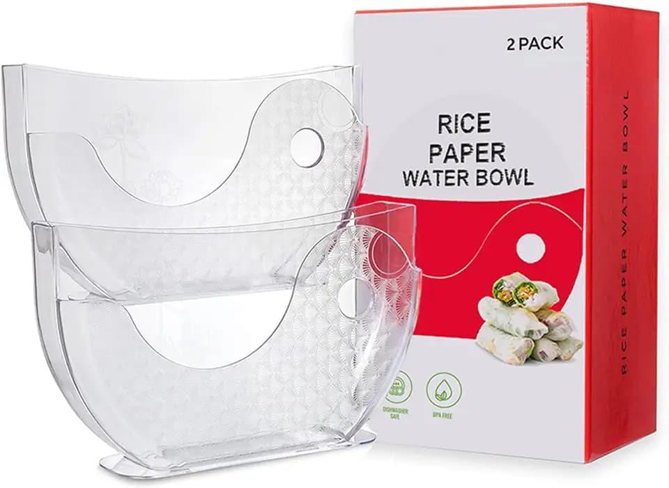 Rice Paper Water Bowl Dipper Spring Roll Water Dipper Spring Roll Wrappers Holder for Rice Paper Wrappers 2 Pack
