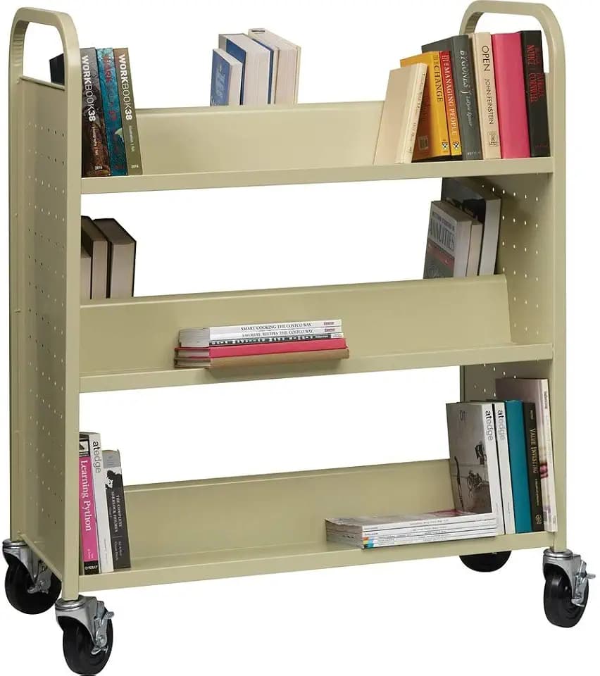 Lorell Double-Sided Book Cart, Putty