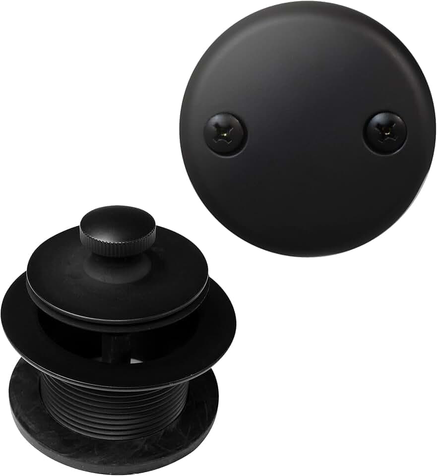 Westbrass Twist & Close Tub Trim Set with Two-Hole Overflow Faceplate, Matte Black, D94-2-62