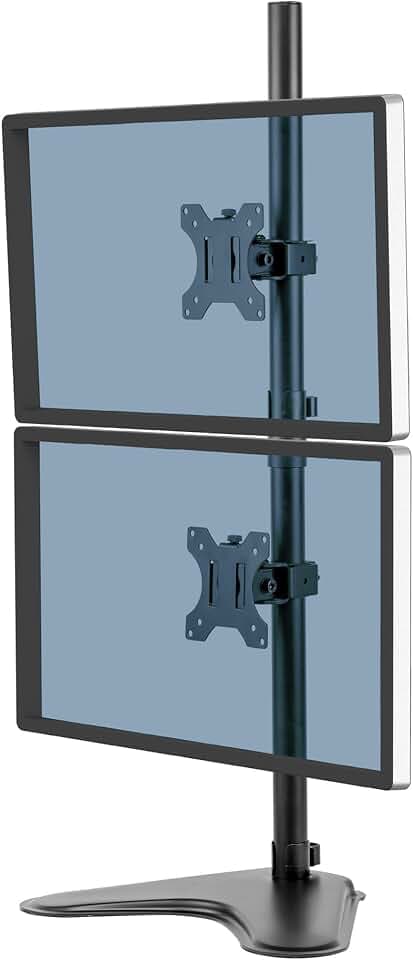 Fellowes Monitorarm Seasa mit Standfuß - höhenverstellbar - für 2 Monitore übereinander bis je 81,28 cm (32 Zoll) - schwarz