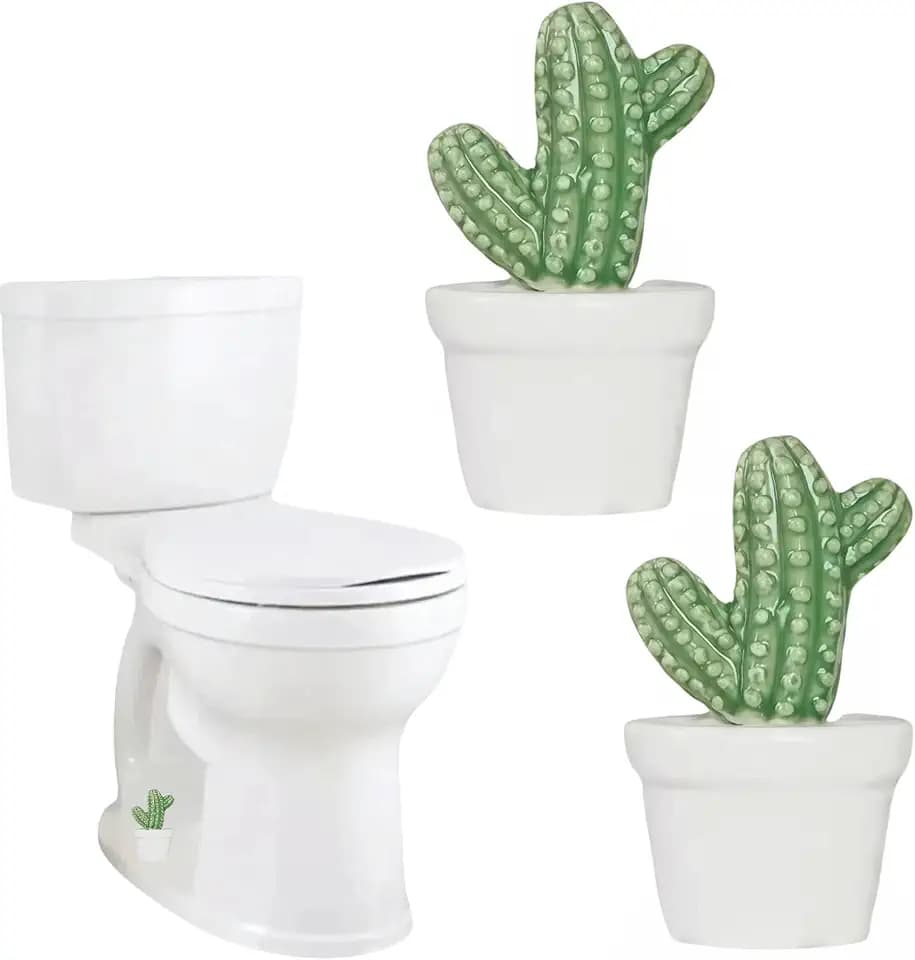 Ceramic Floor Caps,Toilet Bolt Covers Decorative,Toilet Screw Cover Caps (Green Cactus)