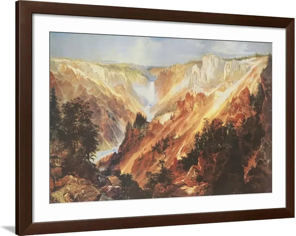 ART.COM Wall Art Print The Grand Canyon of the Yellowstone on Brown Frame by Thomas Moran, 44" x 32"
