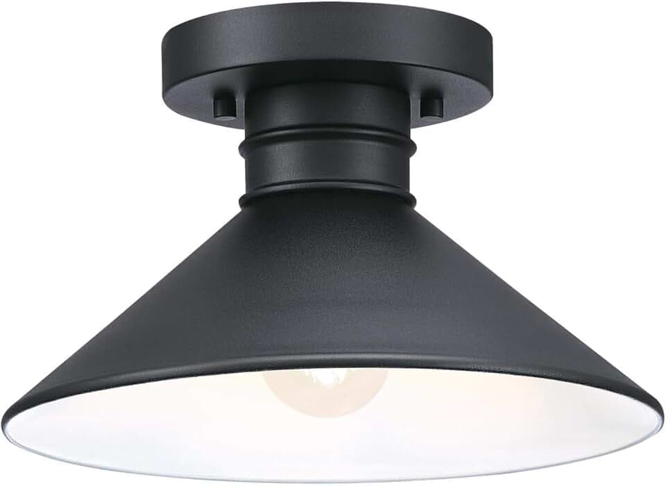 Westinghouse 6112900 Watts Creek 11 Inch Rustic/Arts & Crafts One-Light Outdoor Semi Flush Mount Ceiling Light, Dark Sky Friendly, Textured Black Finish