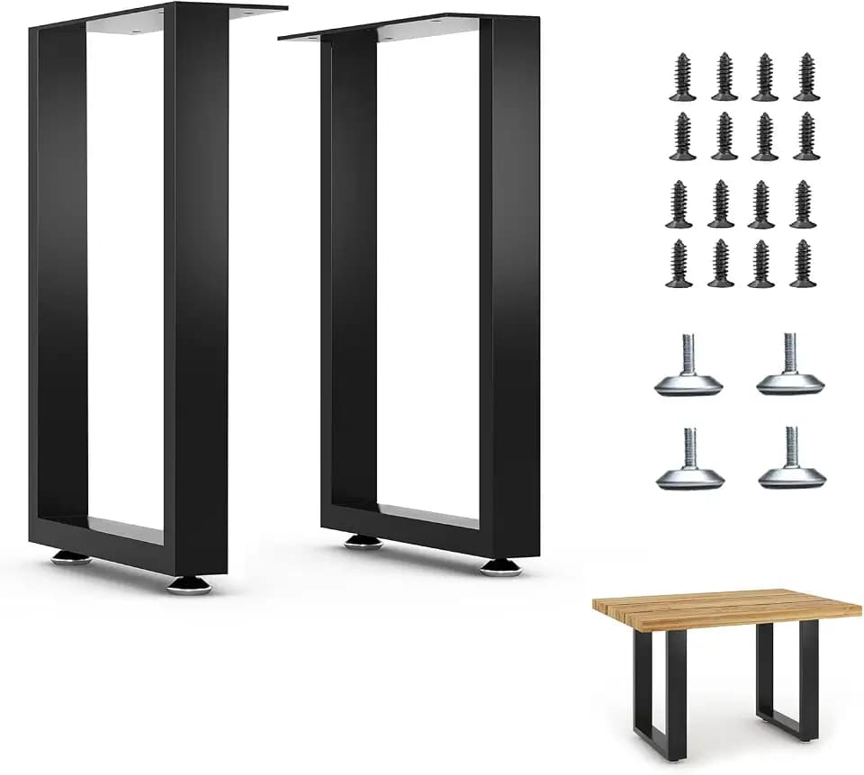 Luffioner 16” Bench Legs,Metal Table Legs Heavy Duty Furniture Legs 16",Coffee Table Legs Side Table Legs,16”Height 11”Wide,Set of 2