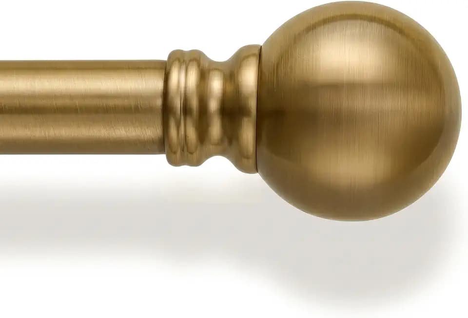 Warm Gold Curtain Rods for Windows 72-144 Inch Brass Extra Long Heavy Duty