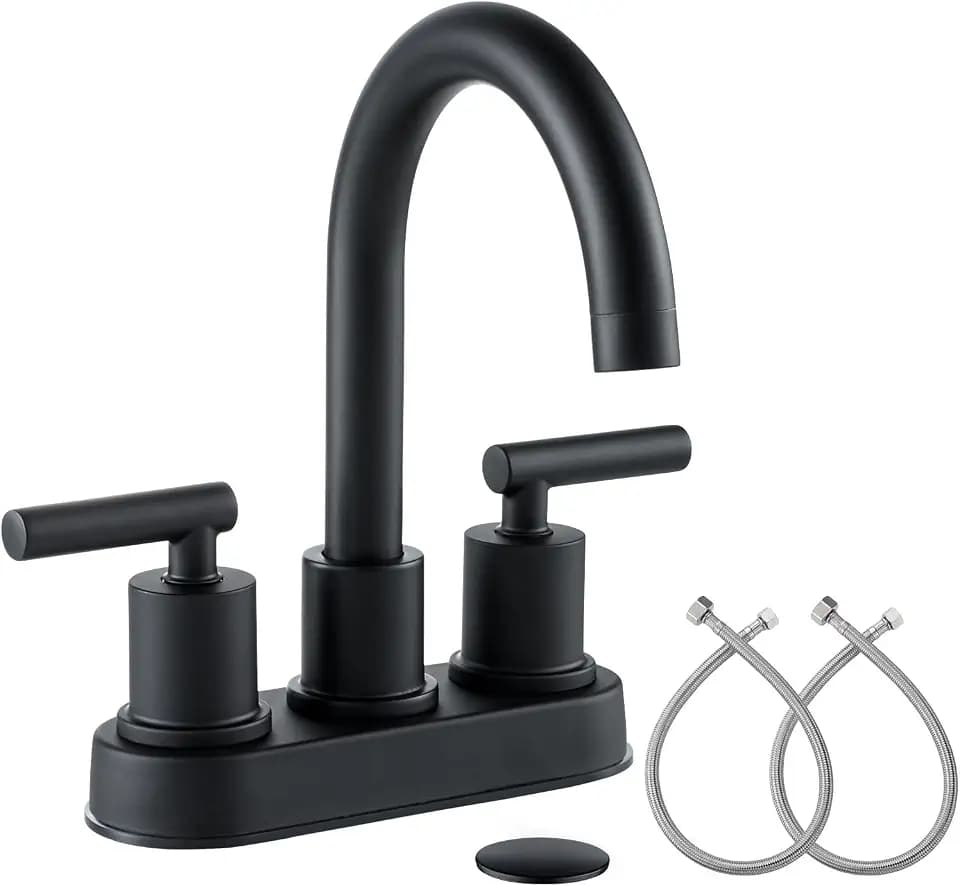 VXV Matte Black Bathroom Faucet, 4 inch Centerset 2-Handle Lead-Free