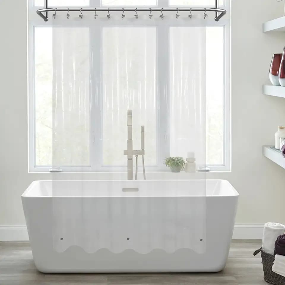 Mrs Awesome Clear Long Shower Curtain Liner with 3 Magnets, 72x78