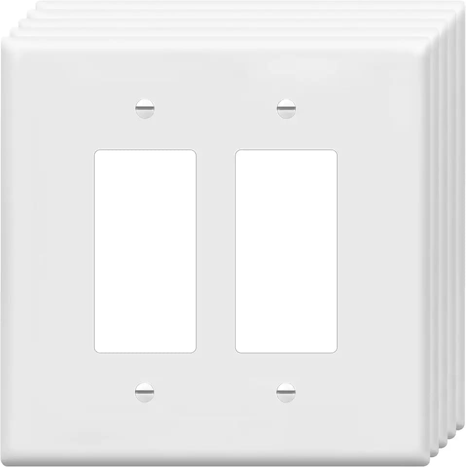 ENERLITES 2-Gang White Oversize Decorator Switch Outlet Wall Plate, 5 Pack