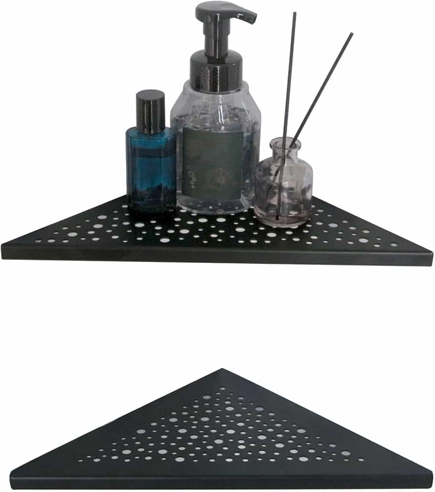 WELLUP Shower Corner Shelf 2 Pack,10" Shower Shelf for Tiled Wall Black