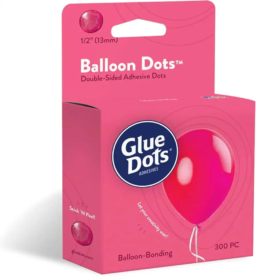 Glue Dots, Balloon Dots, Double-Sided, 1/2", 300 Dots, DIY Balloon Arch Decoration, Glue Tape for Party Wedding Birthday, Glue Stick and Tape Alternative, Clear