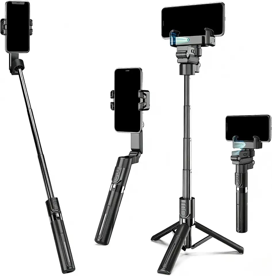AI Tracking Gimbal Stabilizer for SmartiPhone - 360° Auto Face Follow, Bluetooth Remote, Anti-Shake Tripod for Vlogging/Live Stream, Metal Bracket with Gesture Control