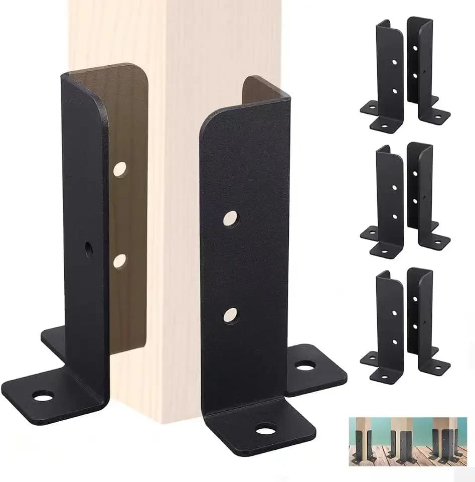 8Pcs Adjustable Deck Post Anchor Base Brackets Fit 1.5x1.5,2x2,2x4,4x4 Post,Heavy Duty Reversible Wood Fence Post Base Brackets kit for Pergola Railing Mailbox