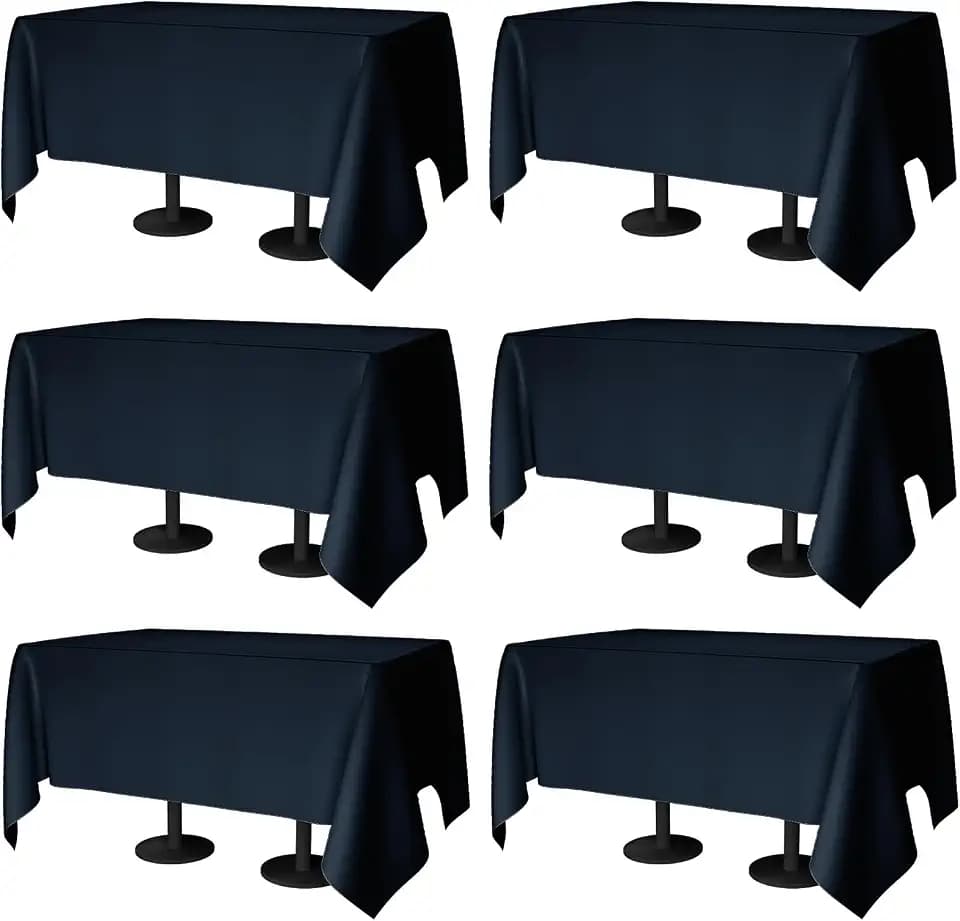 70x120 Table Cloth - 6 Pack Rectangular Black Washable Stain and Wrinkle Resistant Polyester Table Cover for Dining Tables, Various Parties and Camping (Navy Blue)