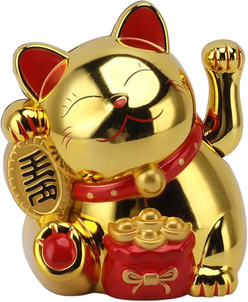 Cocoarm 5.5 Inch Lucky Cat, Smiling Lucky Cat Waving Arms for Wealth and Prosperity, Fortune Cat Statue Decoration for Home Shop Restaurant Car Party (MLY11020-4 Gold)