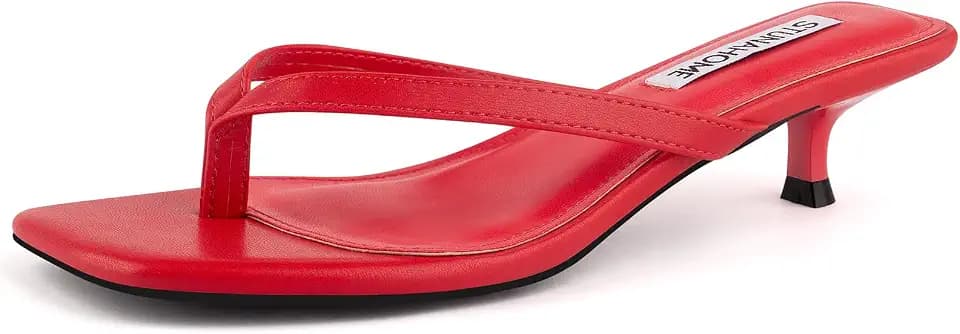 STUNAHOME Kitten Heel Thong Sandals Women Comfort Toe Flip Flops