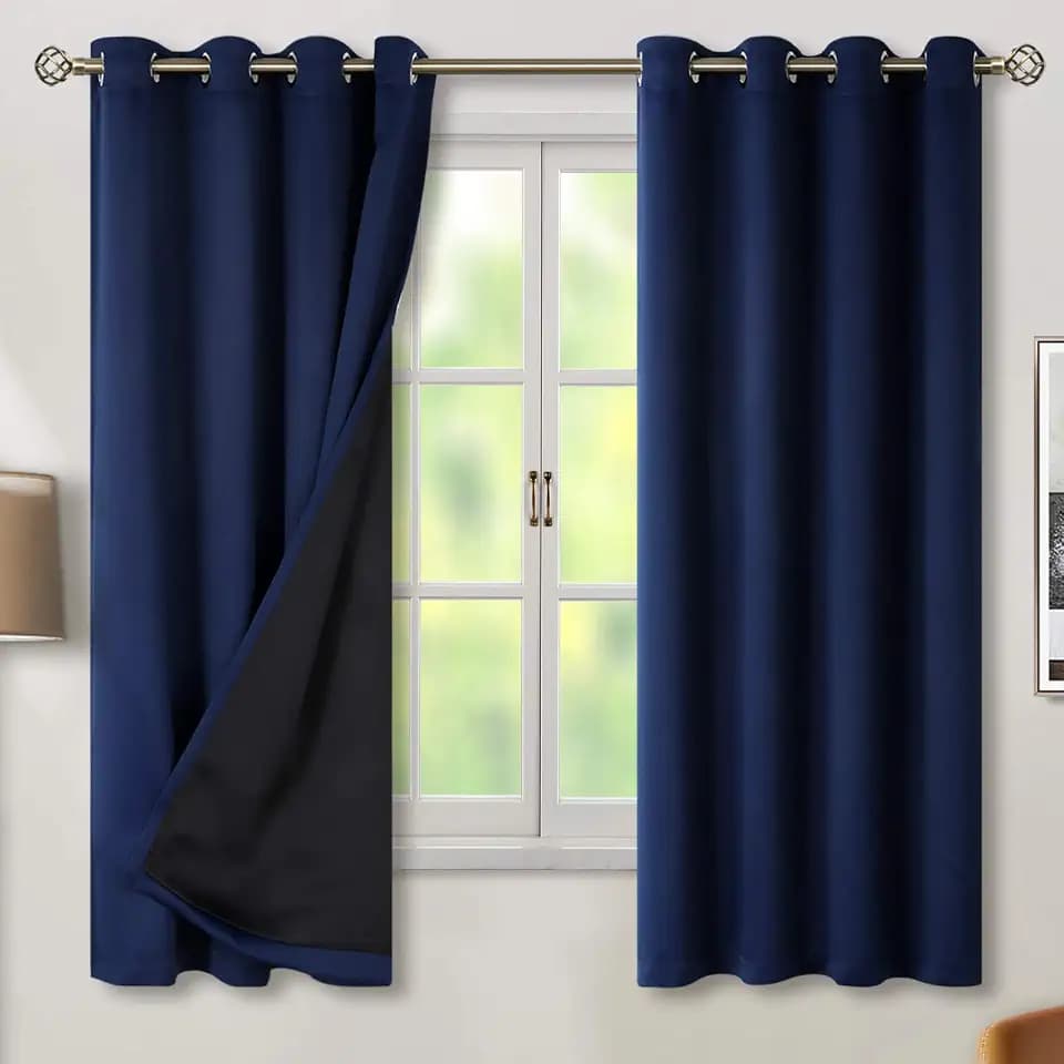 BGment Navy Blue Blackout Curtains for Bedroom 63 Inches Long 2 Panels