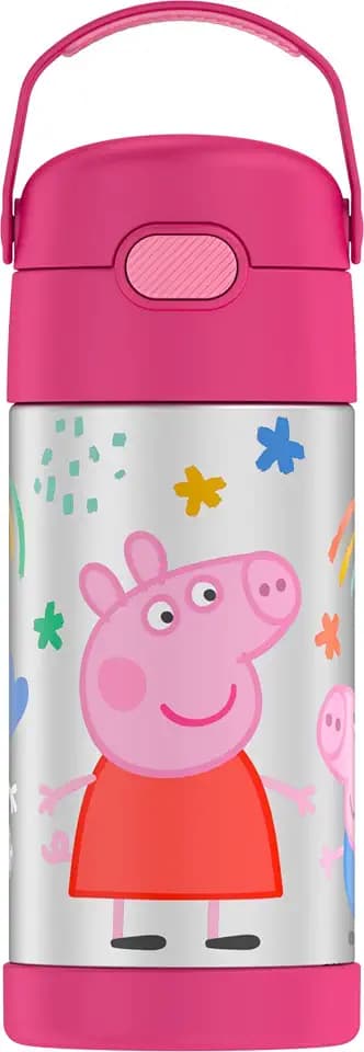 THERMOS FUNTAINER Water Bottle with Straw, 12oz, Peppa Pig