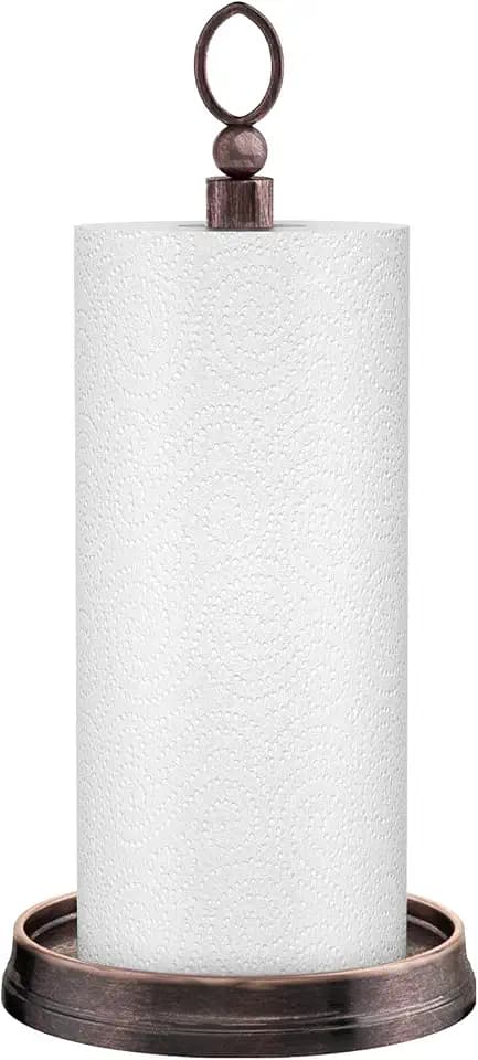 KASUNTO Paper Towel Holder Countertop Standing Paper Roll Holder, Paper Towel Holder for Kitchen Countertops, Bars & Dining Tables,Fits Standard & Jumbo Rolls, Oil Rubbed Bronze