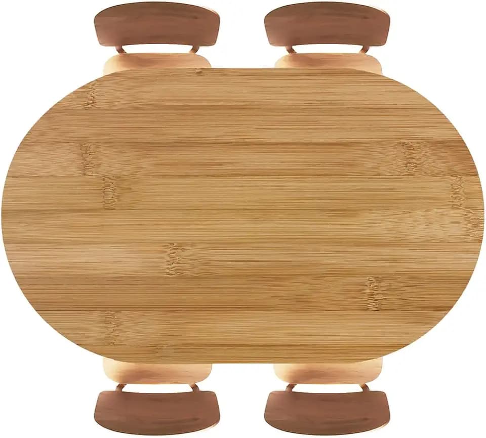 Oval Elastic Tablecloth, Bamboo Wood Texture, Polyester, 48"x68"